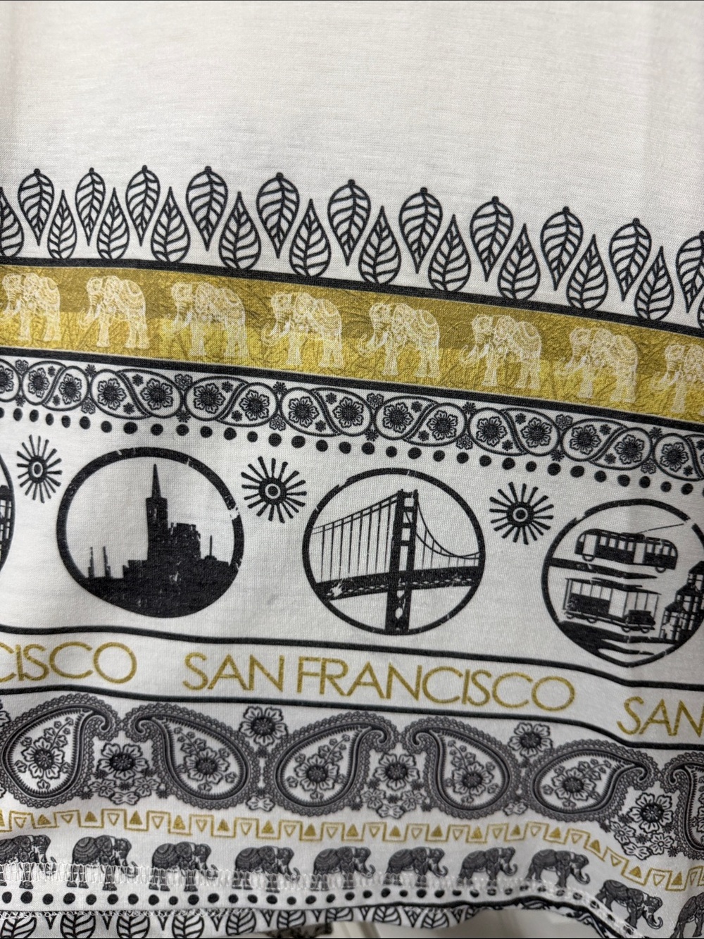 White Tank Top with Black and Gold San Francisco Motif - Picture 4 of 5